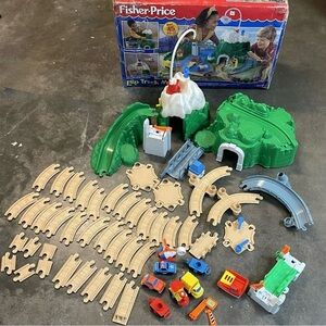 Vintage 90s Fisher Price Flip Track Rail Road HUGE Lot Train Tracks Original Box